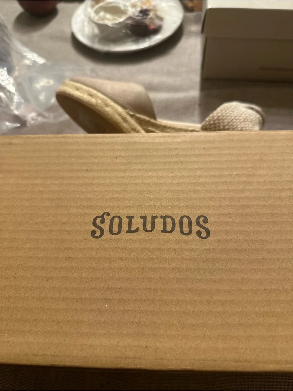 Soludos Natural Beige Espadrille Wedge with Ankle Tie